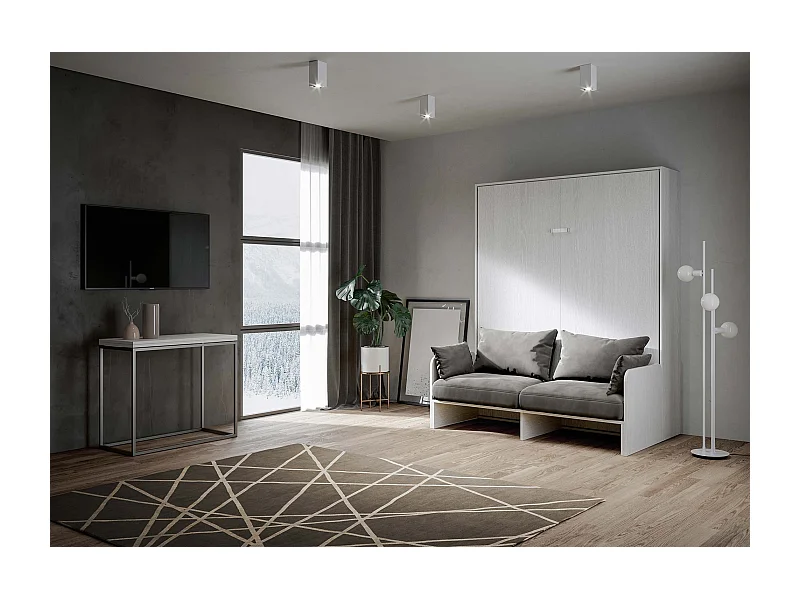 Schrankbett Kentaro Sofà 160 vertikal Esche weiß - ALESSIA 20