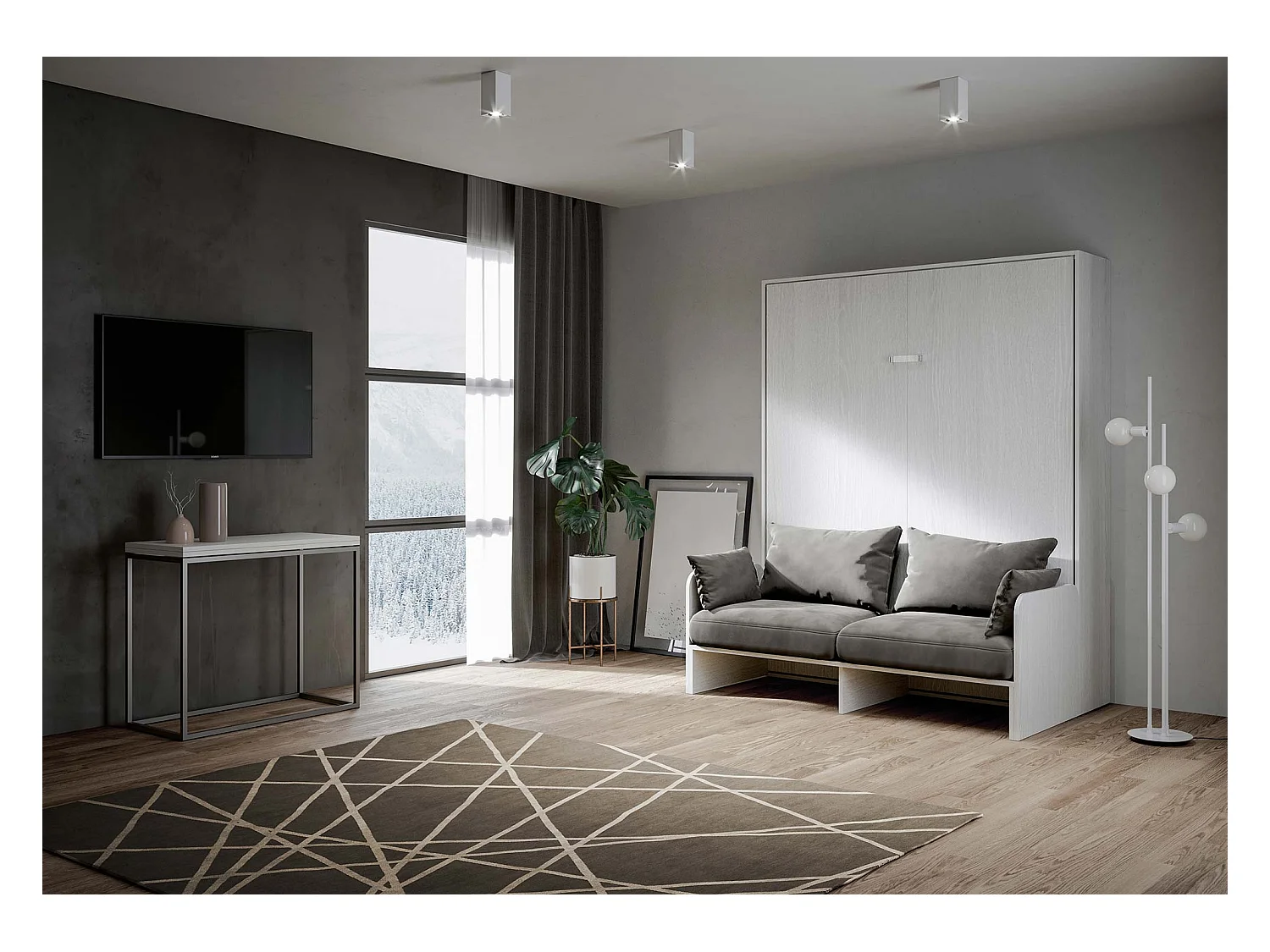 Lit escamotable vertical 160 Kentaro Sofa Frêne Blanc - ALESSIA 20