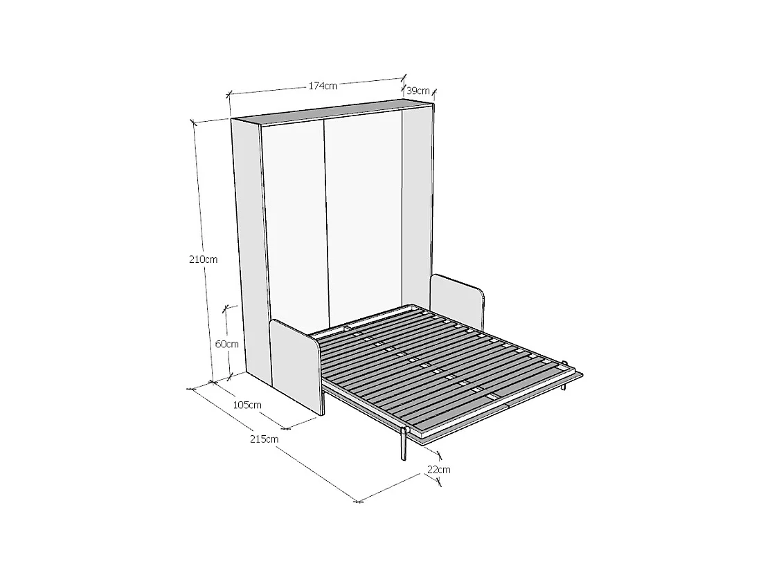 Lit escamotable vertical 160 Kentaro Sofa Frêne Blanc - ALESSIA 20