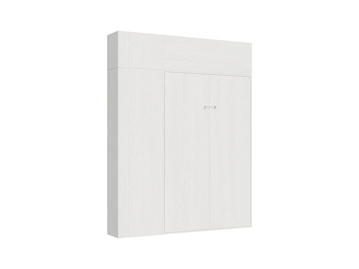 Armoire lit escamotable vertical 120 Kentaro avec colonne et élements hauts Frêne Blanc