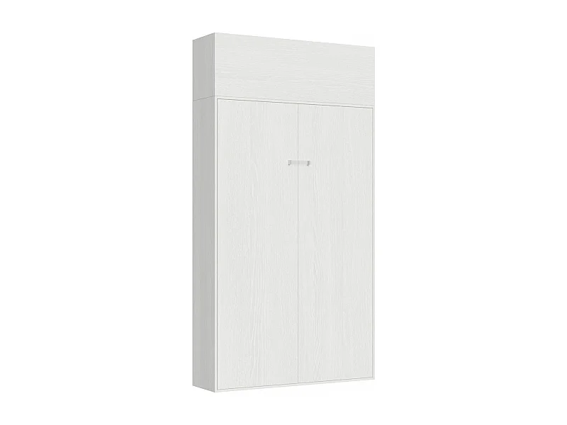 Armoire lit escamotable vertical 140 Kentaro avec èlèment haut Frêne Blanc