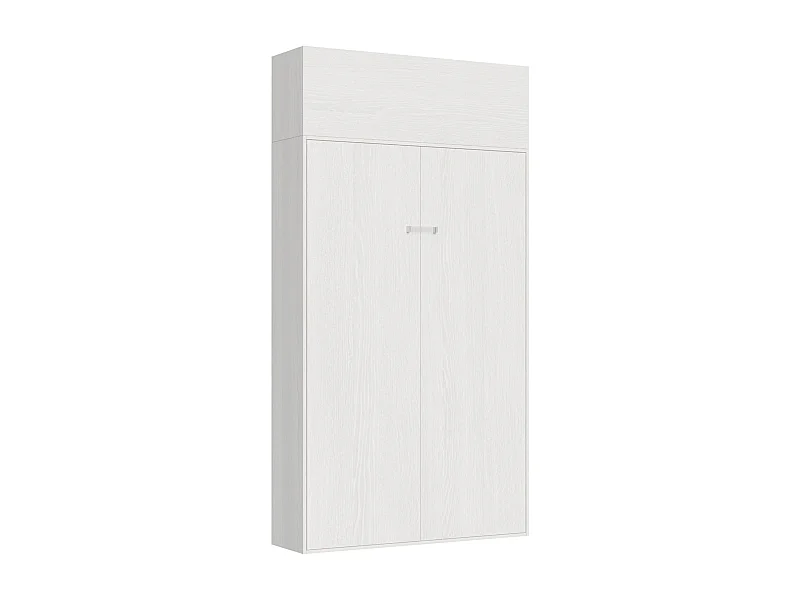 Armoire lit double escamotable vertical 140 Kentaro avec èlèment haut Frêne Blanc