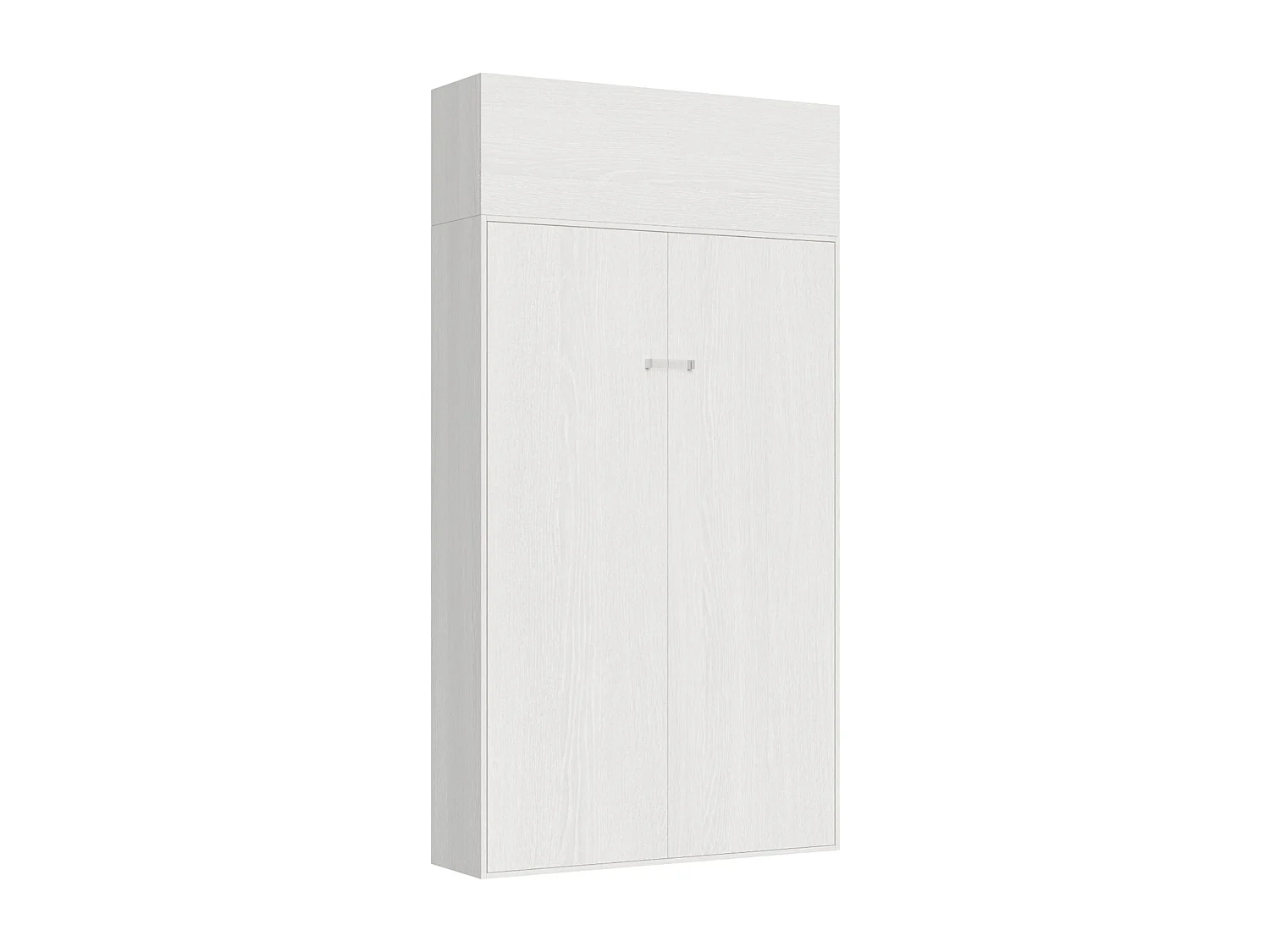 Armoire lit double escamotable vertical 140 Kentaro avec èlèment haut Frêne Blanc