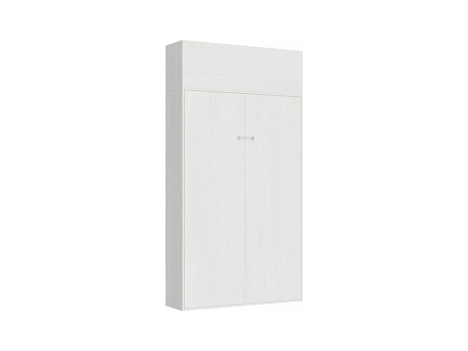Armoire lit escamotable vertical 120 Kentaro avec èlèment haut Frêne Blanc