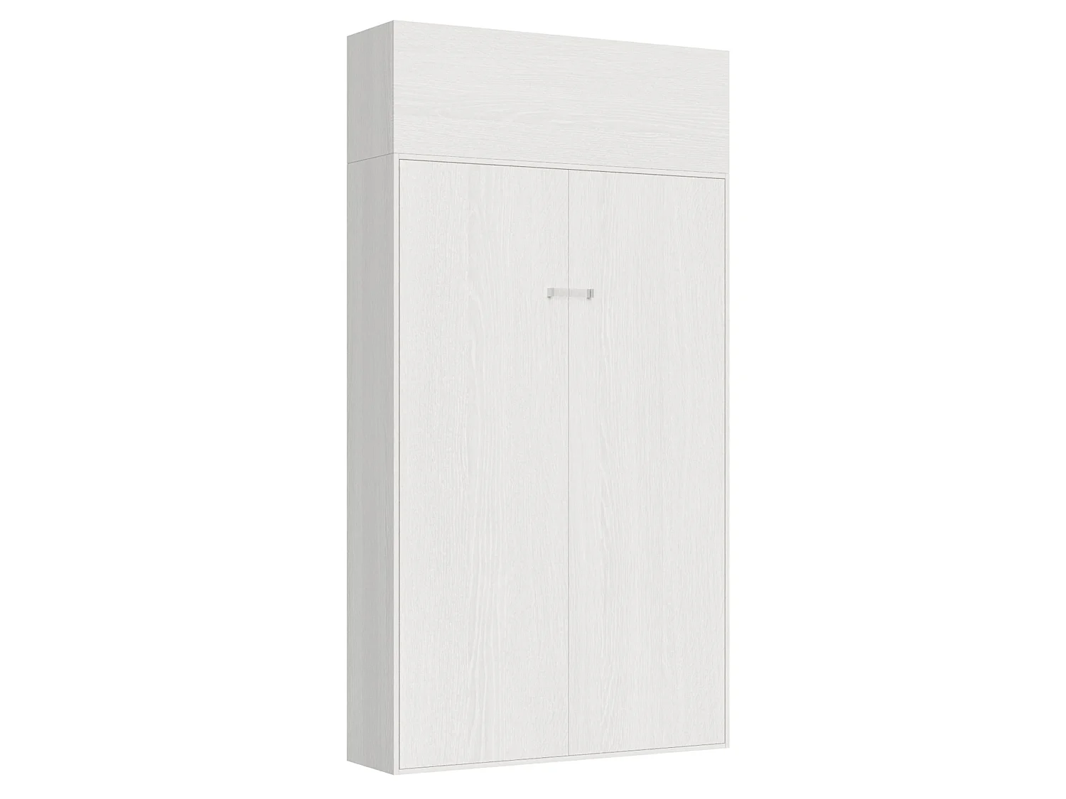 Armoire lit 1 place et demi escamotable vertical 120 Kentaro avec èlèment haut Frêne Blanc