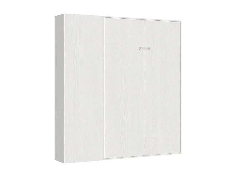Armoire lit double escamotable vertical 140 Kentaro avec colonne Frêne Blanc