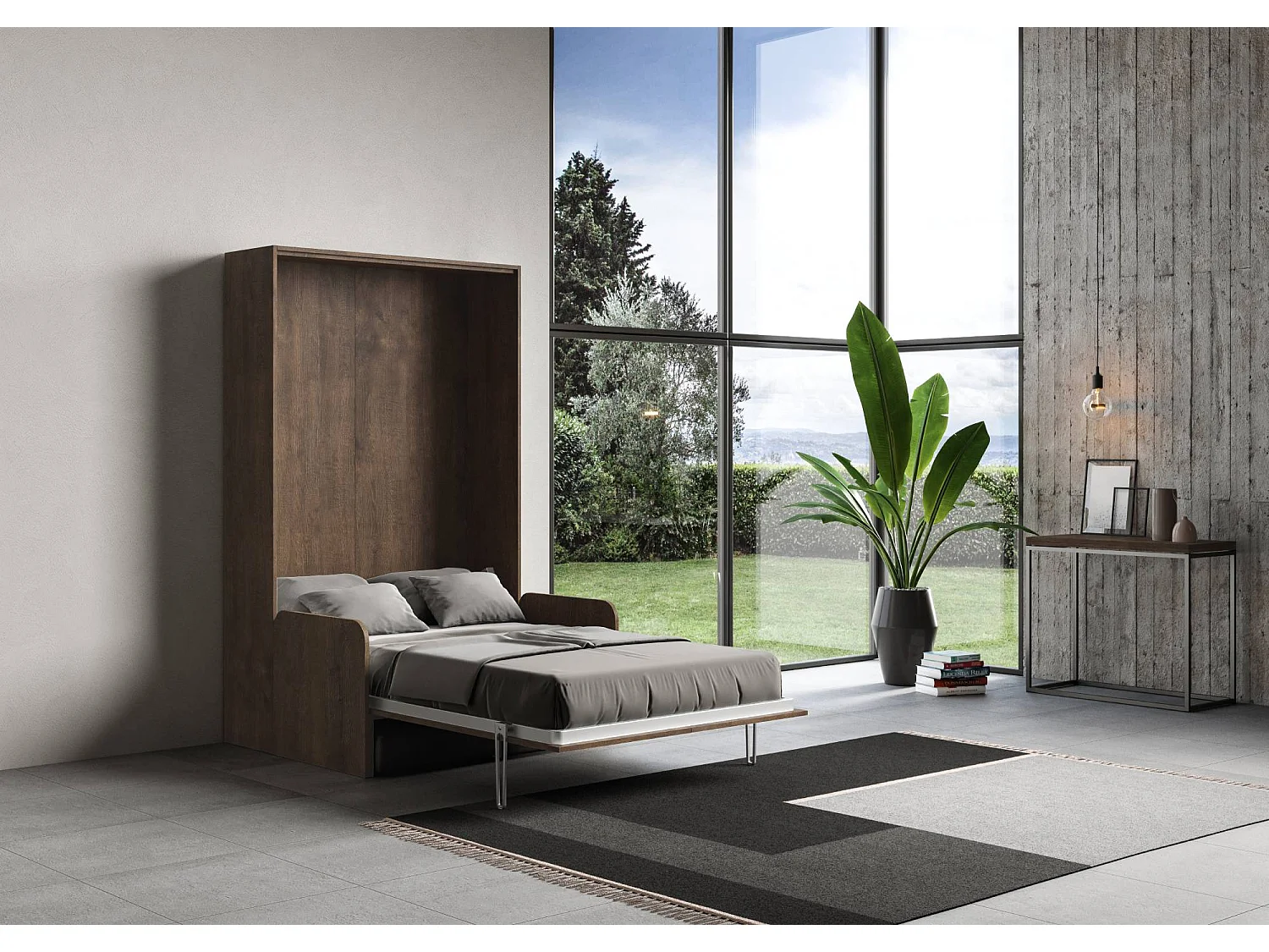 Lit double escamotable vertical 140 Kentaro Sofa Noyer -A20