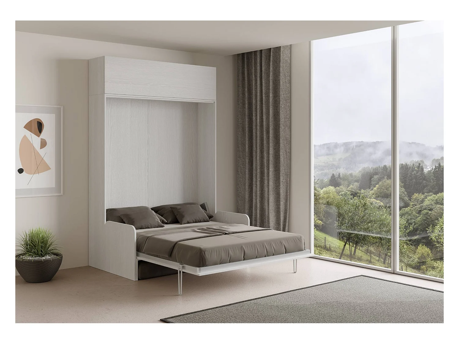 Verticaal Kentaro Sofà 160 opklapbed met vasistas-wandmeubel eiken wit - ALESSIA 20