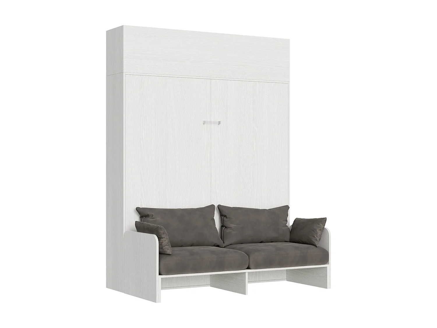 Armoire lit queen size escamotable vertical 160 Kentaro Sofa avec èlèment haut Frêne Blanc -A20