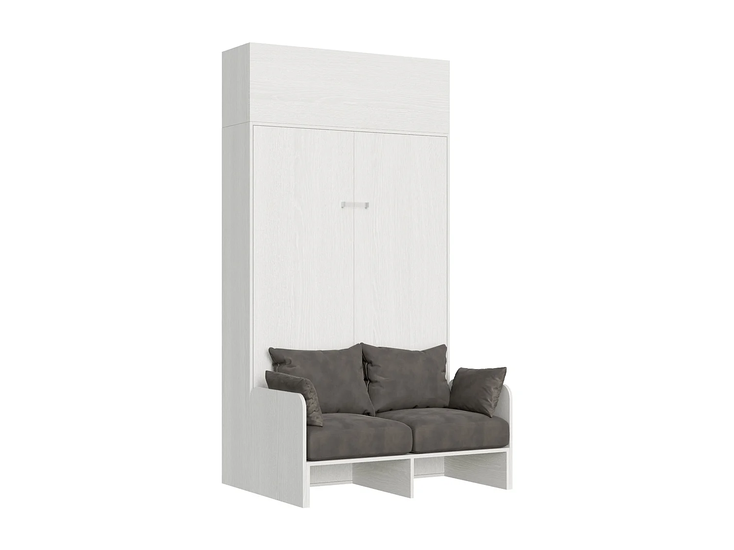 Armoire lit double escamotable vertical 140 Kentaro Sofa avec èlèment haut Frêne Blanc -A20