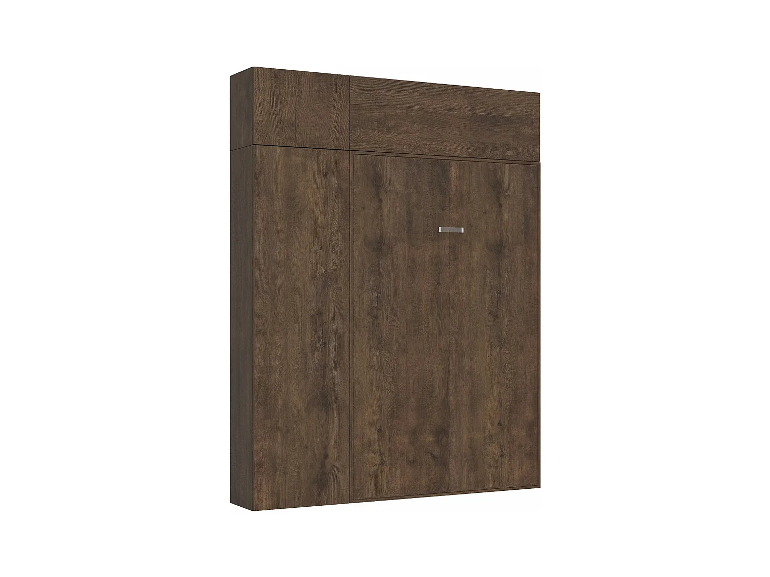 Schrankbett Kentaro 140 vertikal mit Säulenschrank und Vasistas-Wandschränken Nussbaum