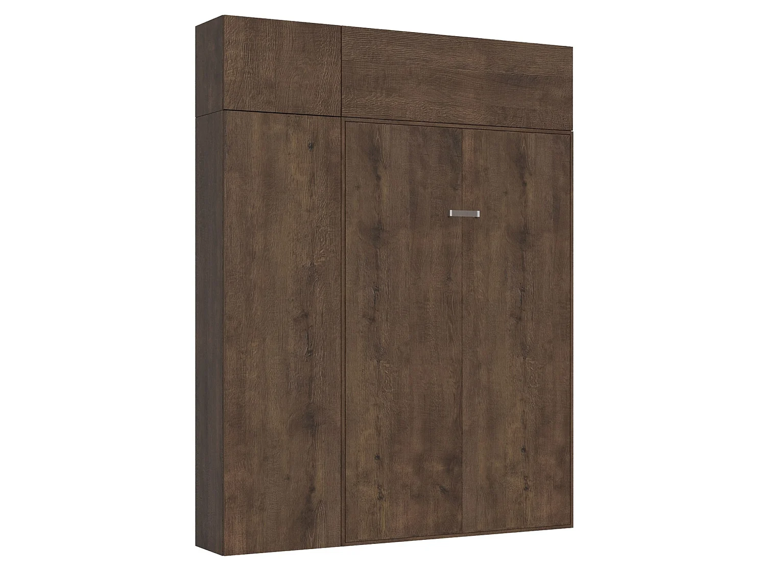 Verticaal Kentaro 140 opklapbed met kolom-wandmeubel boven kolom walnoot