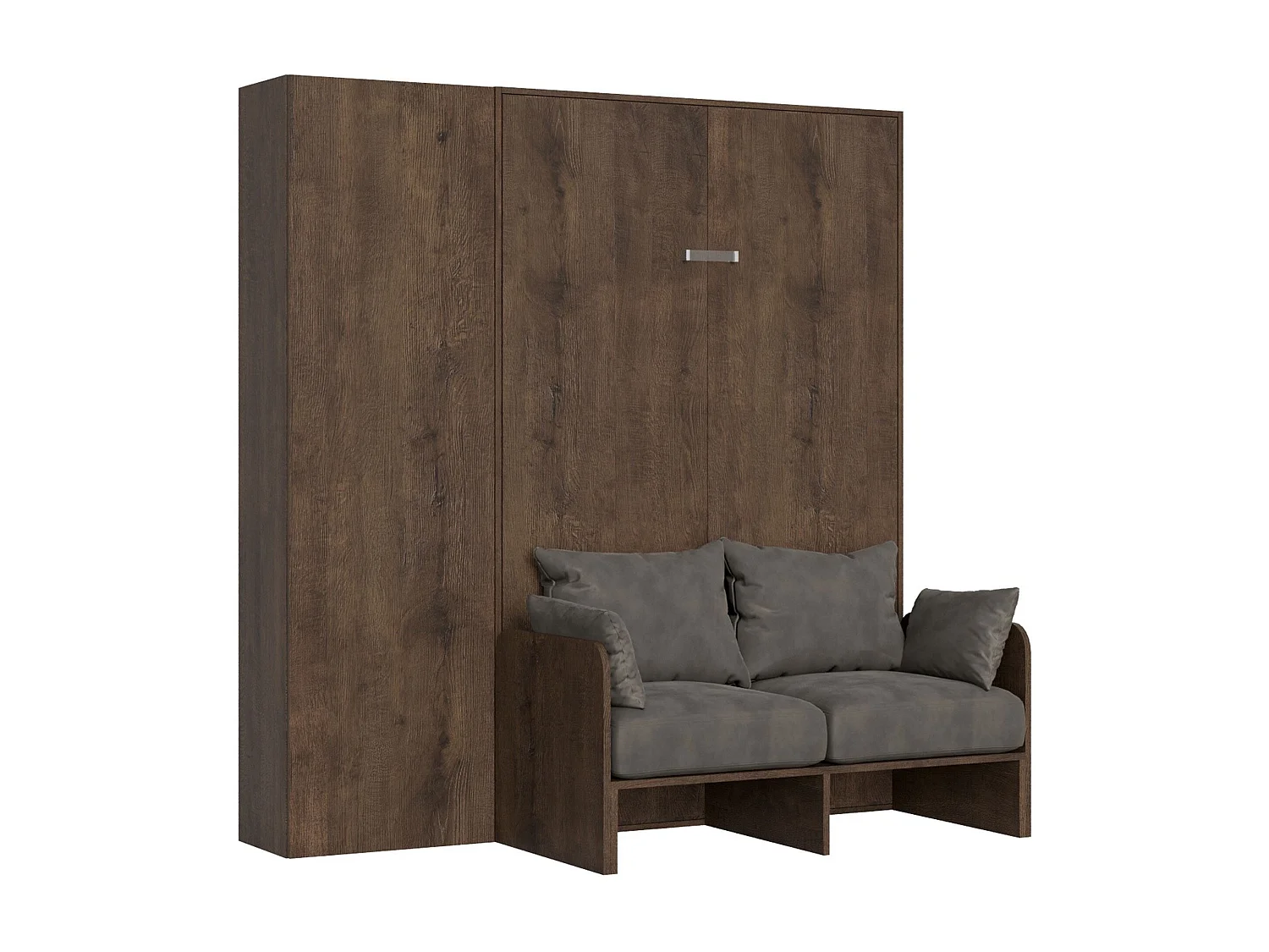Armoire lit 1 place et demi escamotable vertical 120 Kentaro Sofa avec colonne Noyer -A20
