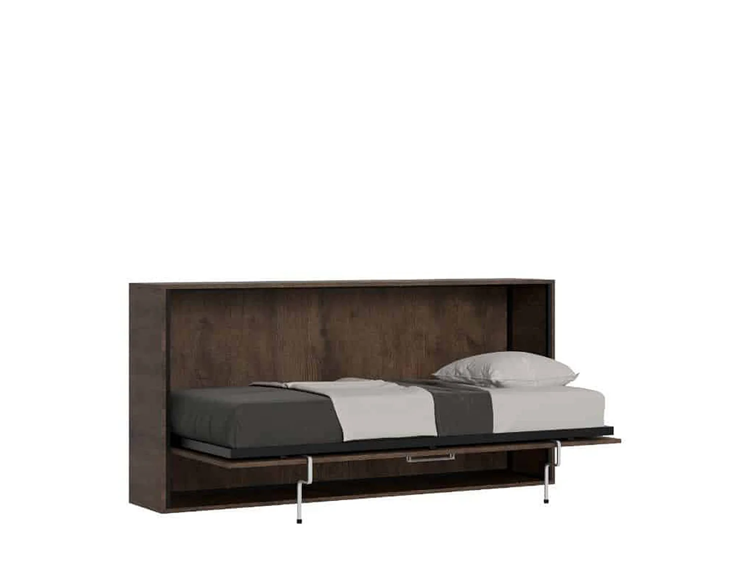 Lit escamotable horizontal 1 couchage 85 Kando avec matelas Noyer