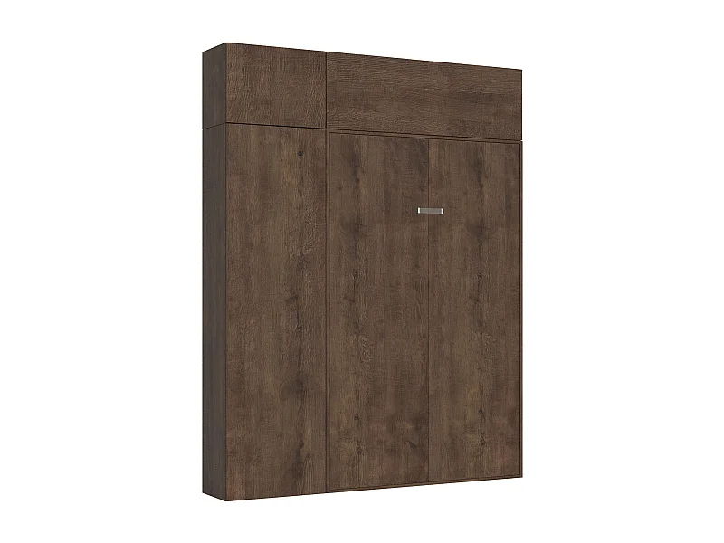 Armoire lit 1 place et demi escamotable vertical 120 Kentaro avec meublier Noyer