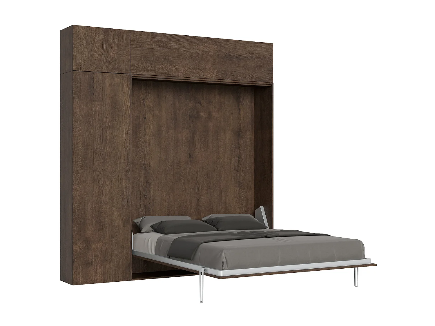 Letto matrimoniale a scomparsa 160 Kentaro con mobili noce