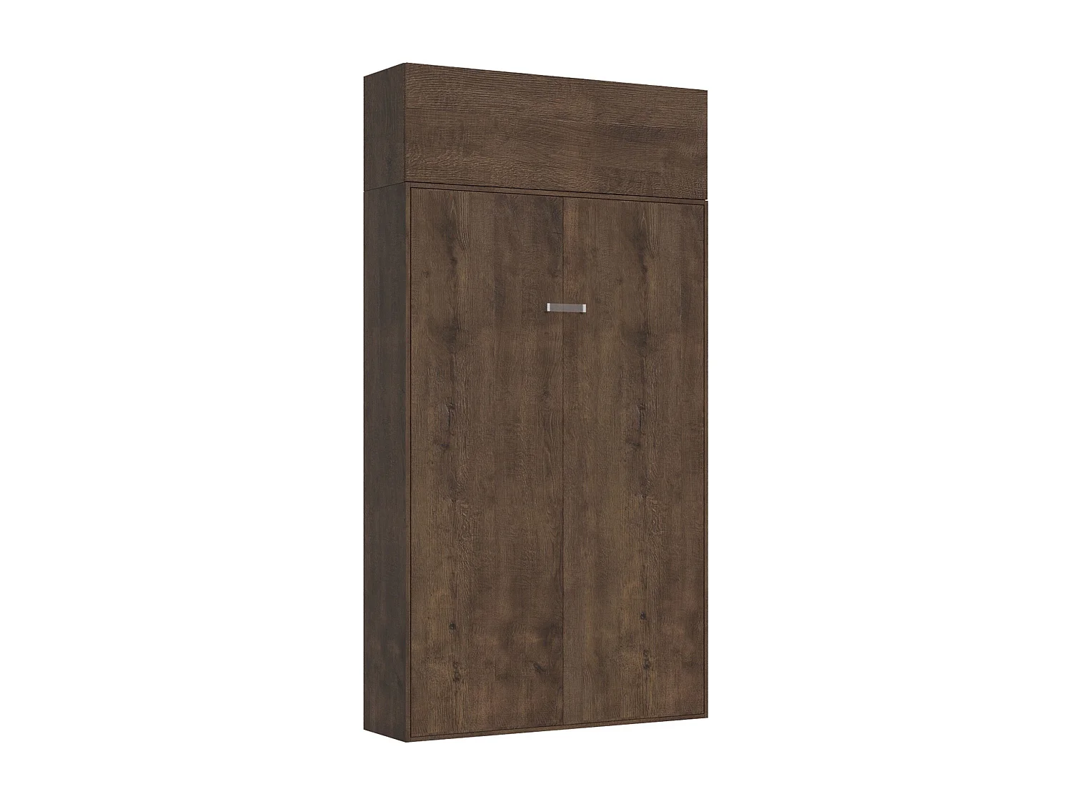 Armoire lit 1 place et demi escamotable vertical 120 Kentaro avec èlèment haut Noyer