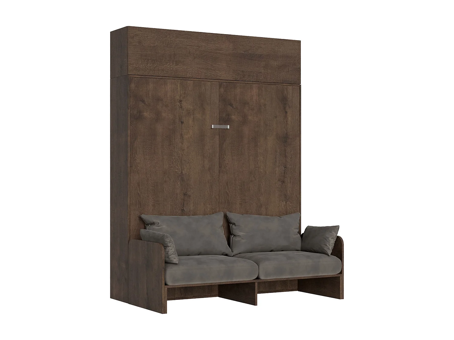 Armoire lit queen size escamotable vertical 160 Kentaro Sofa avec èlèment haut Noyer -A20