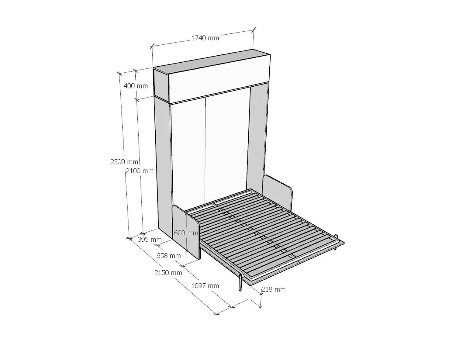 Armoire lit queen size escamotable vertical 160 Kentaro Sofa avec èlèment haut Noyer -A20
