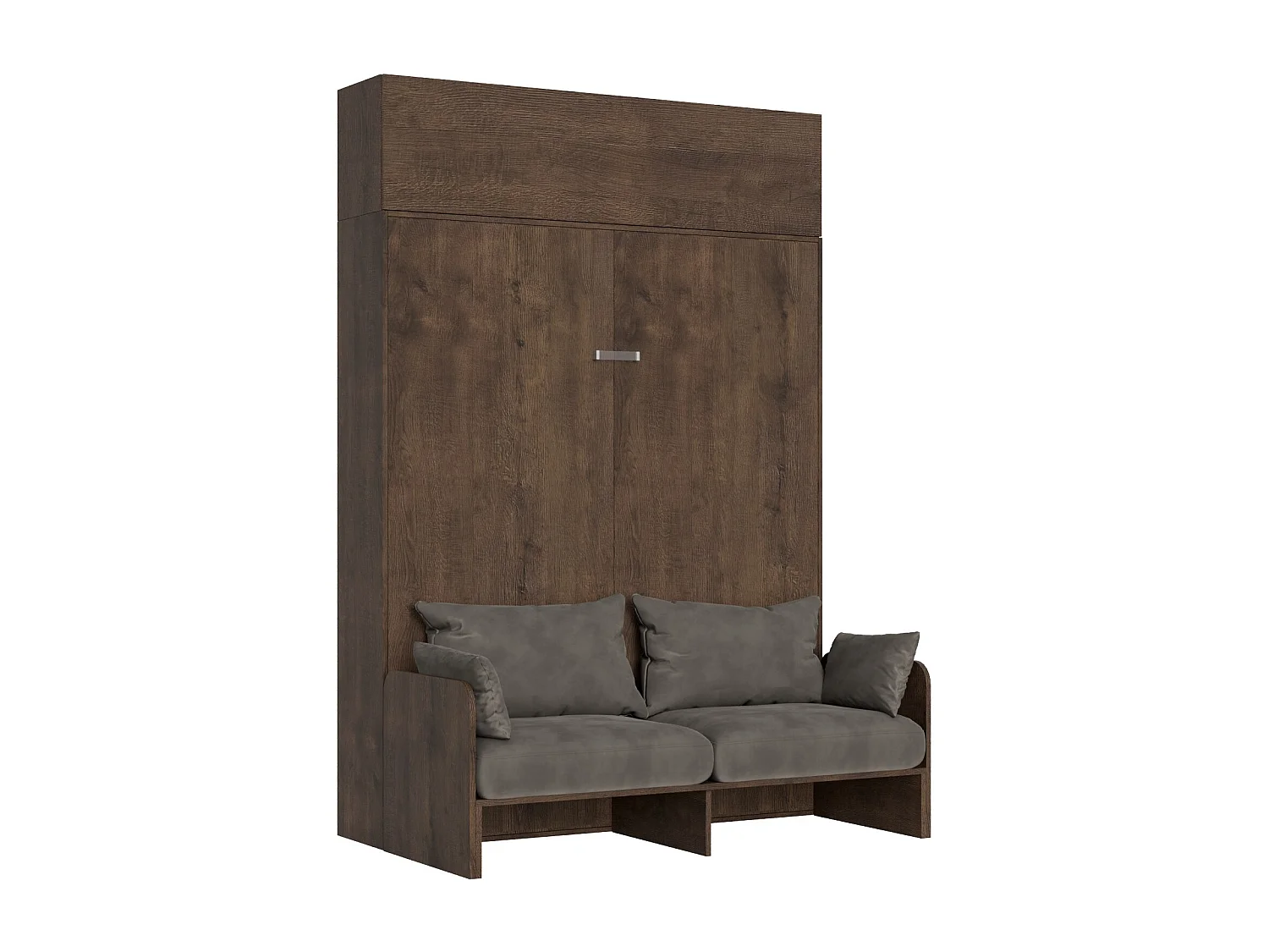 Armoire lit queen size escamotable vertical 160 Kentaro Sofa avec èlèment haut Noyer -A20