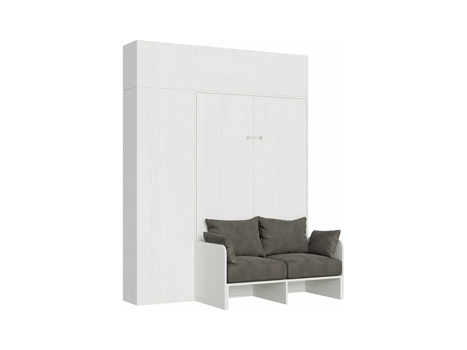 Armoire lit escamotable vertical 140 Kentaro Sofa avec colonne et élements hauts Frêne Blanc - ALESSIA 20