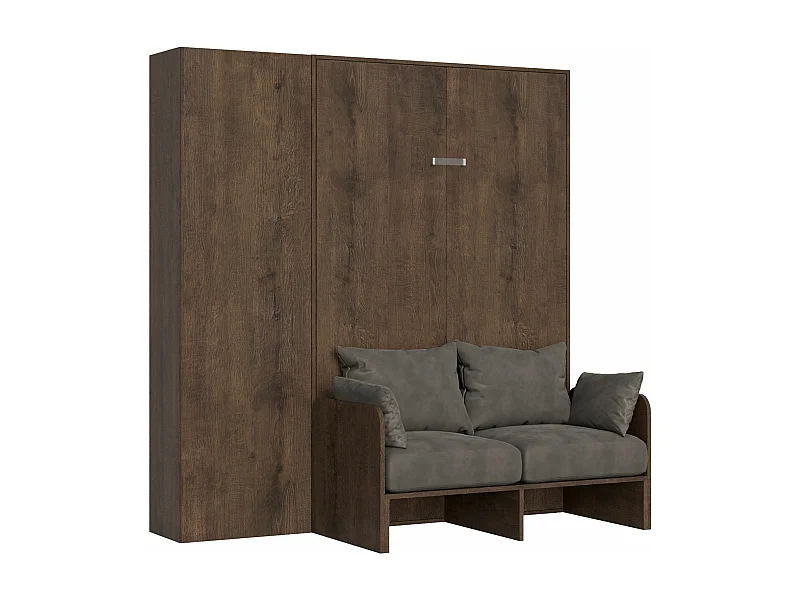 Schrankbett Kentaro Sofà 140 vertikal mit Säulenschrank Nussbaum - ALESSIA 20