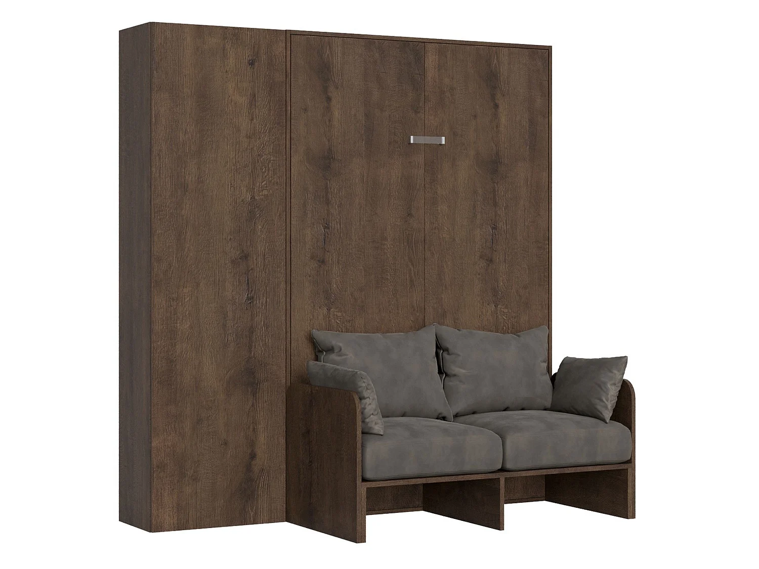 Armoire lit double escamotable vertical 140 Kentaro Sofa avec colonne Noyer -A20