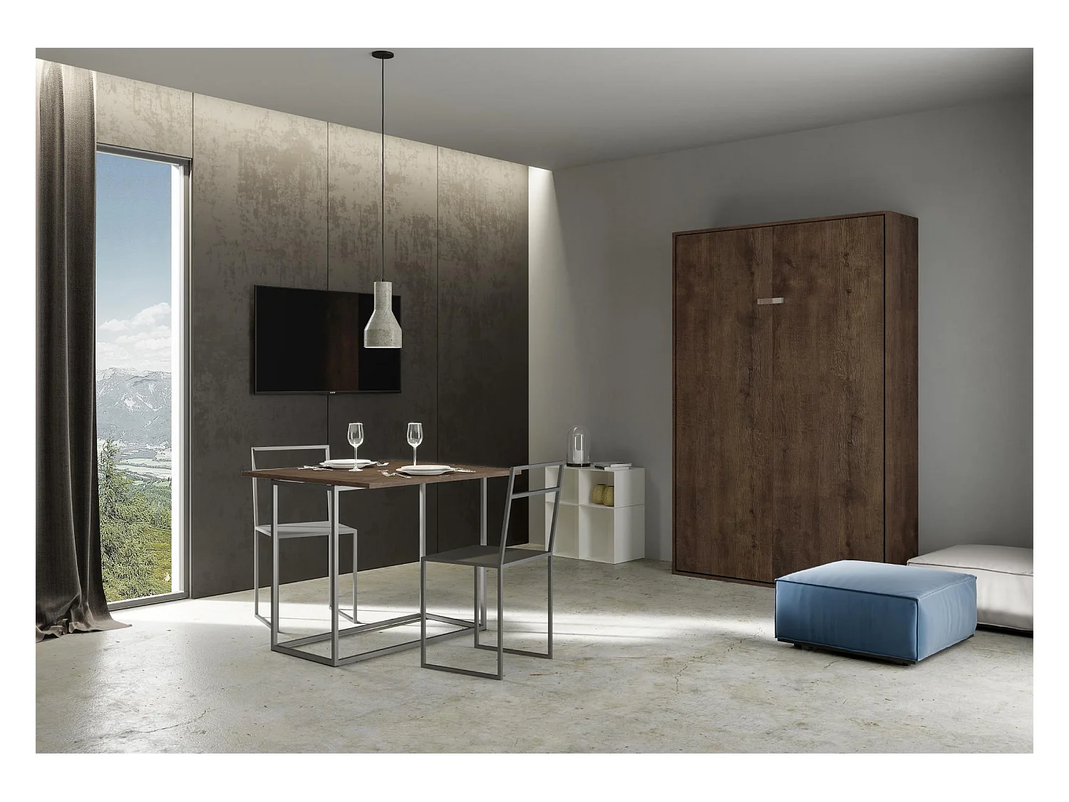 Schrankbett Kentaro 120 vertikal Nussbaum