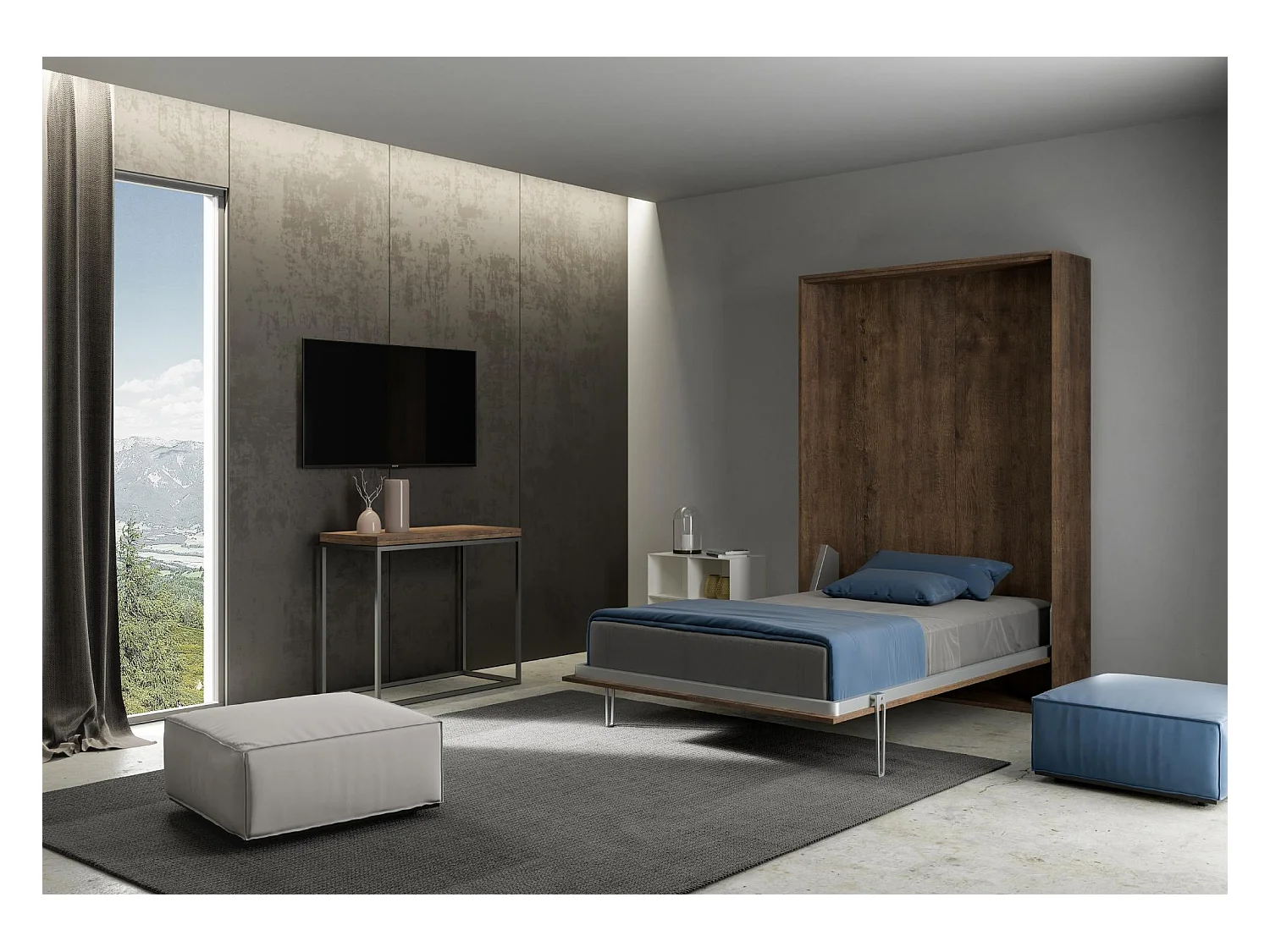 Schrankbett Kentaro 120 vertikal Nussbaum