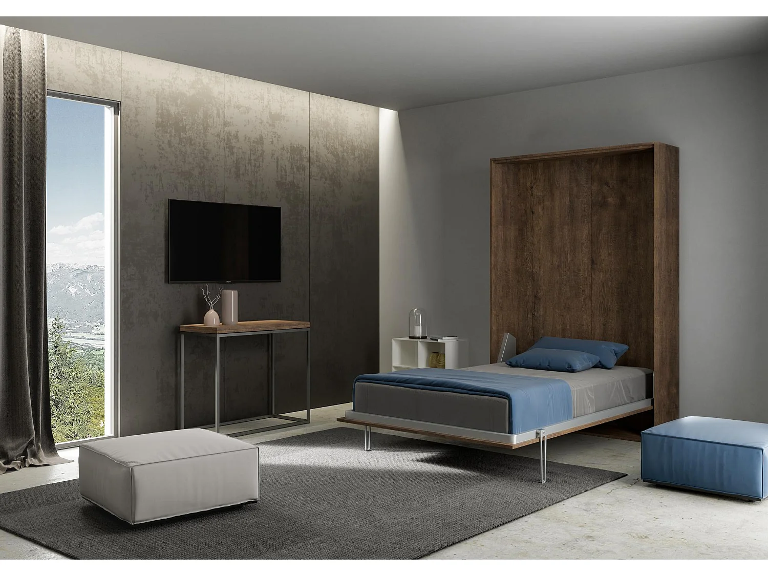 Verticaal Kentaro 120 opklapbed walnoot