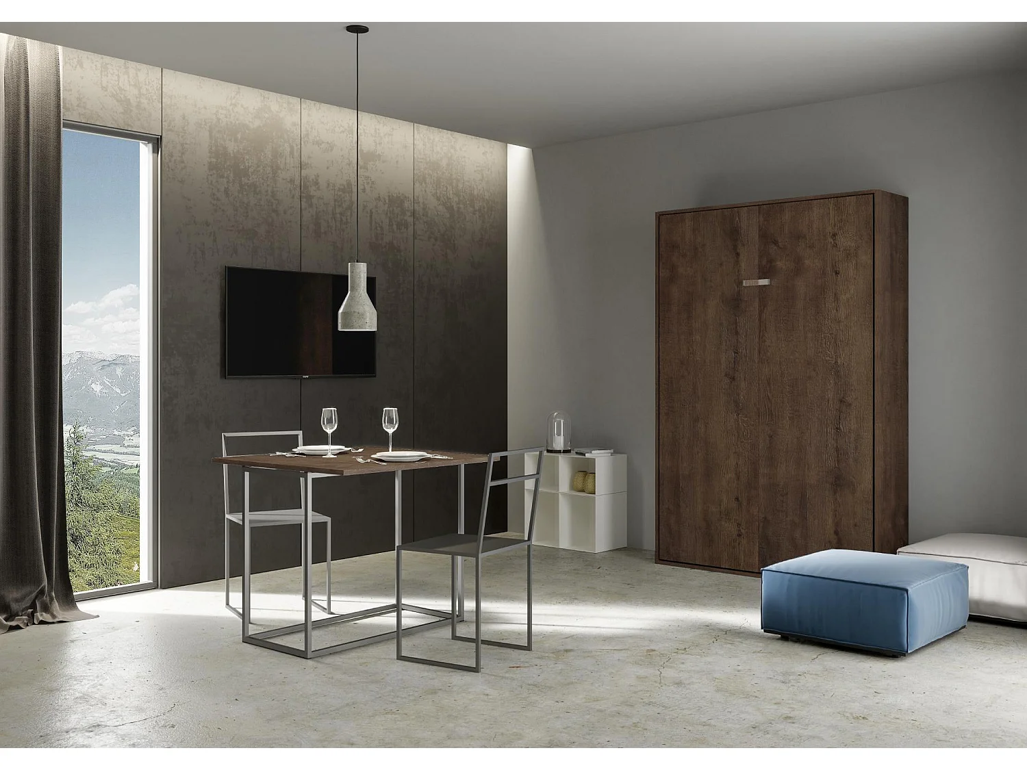 Verticaal Kentaro 120 opklapbed walnoot