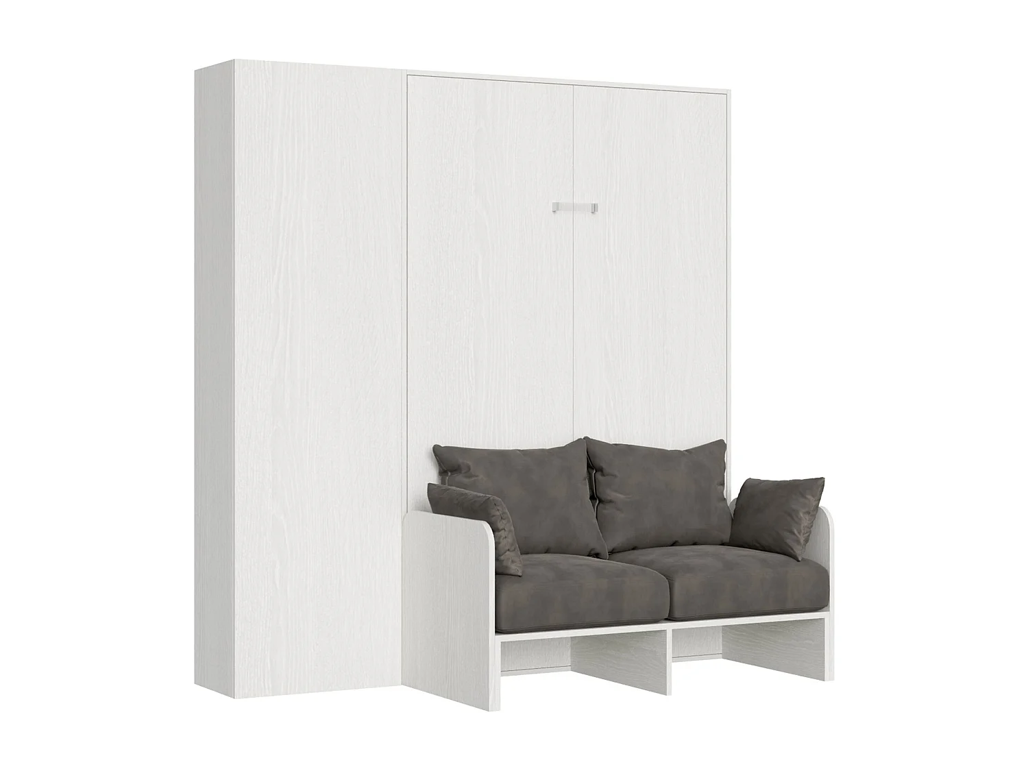 Armoire lit 1 place et demi escamotable vertical 120 Kentaro Sofa avec colonne Frêne Blanc -A20