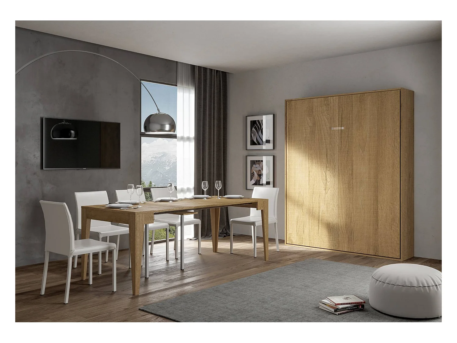 Lit escamotable vertical 160 Kentaro Chêne Nature