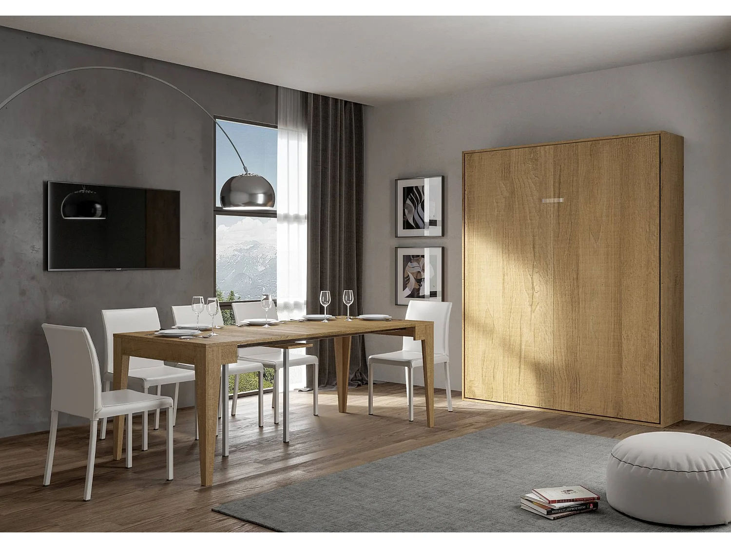 Łóżko chowane 160 pionowo Kentaro Dąb Naturalny