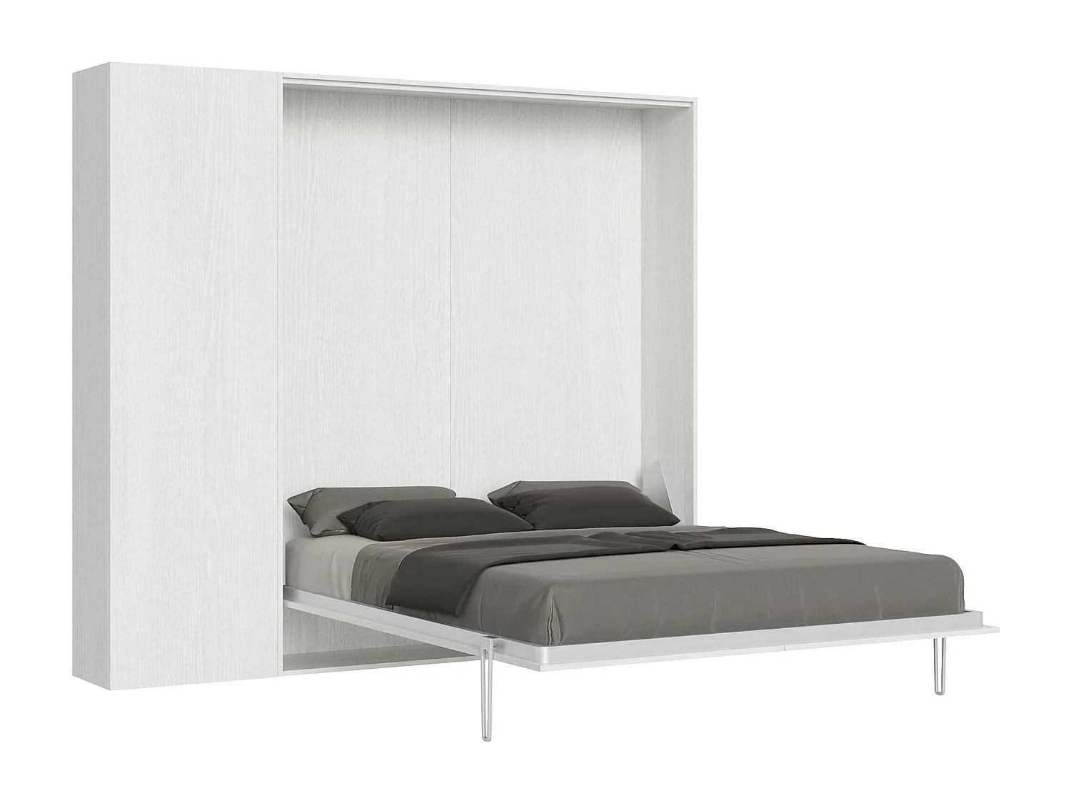 Verticaal Kentaro 160 opklapbed met kolom eiken wit