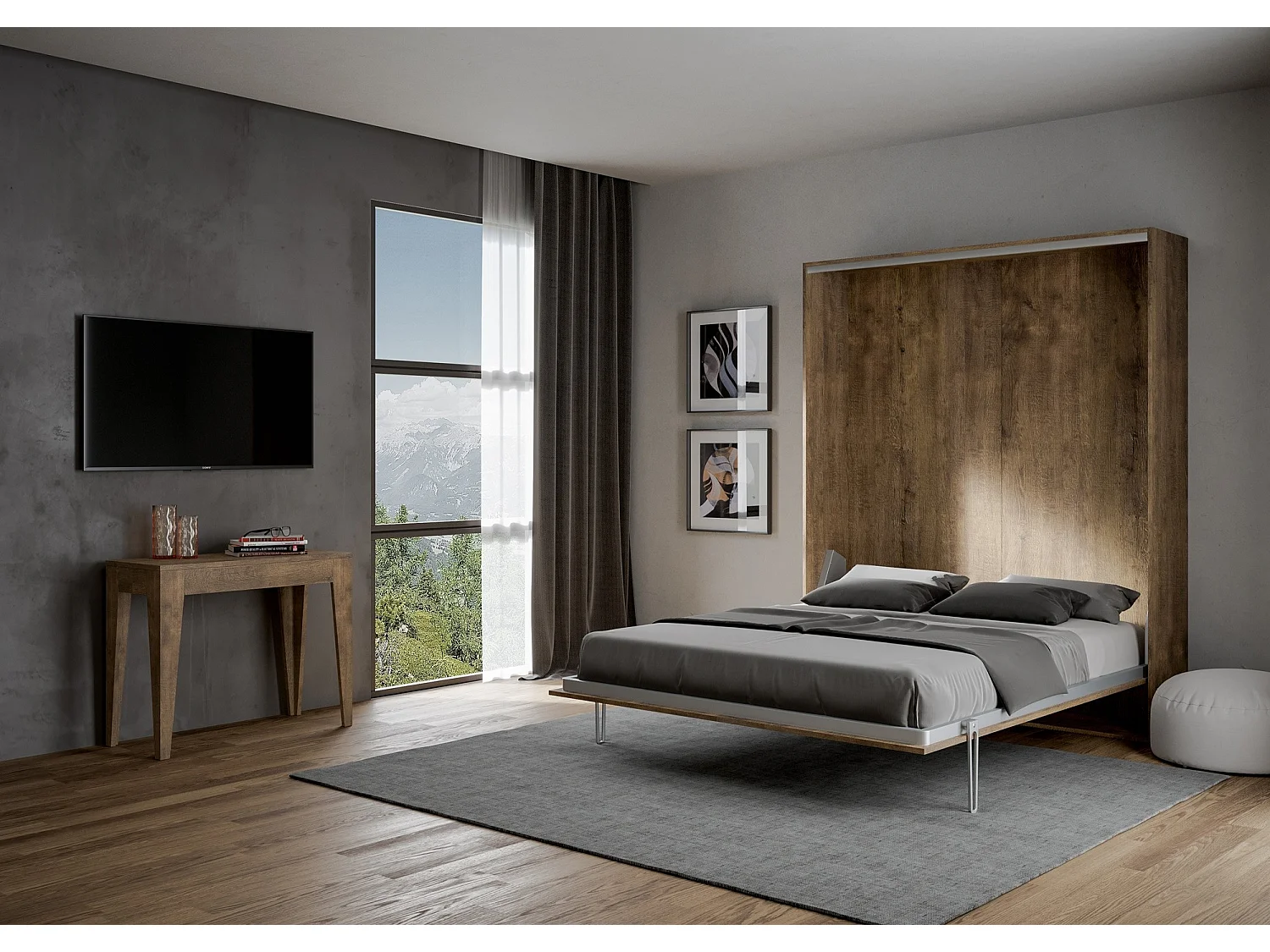 Lit queen size escamotable vertical 160 Kentaro Noyer