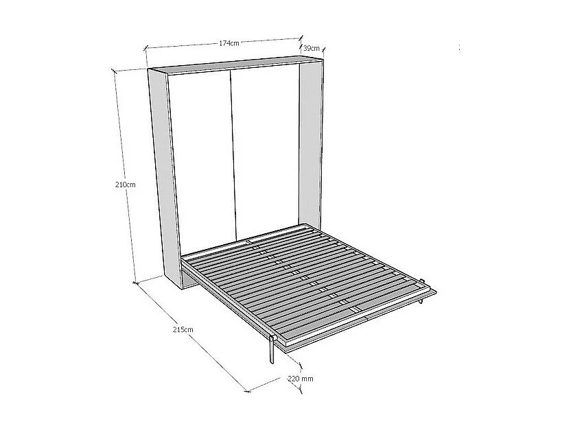 Verticaal Kentaro 160 opklapbed walnoot