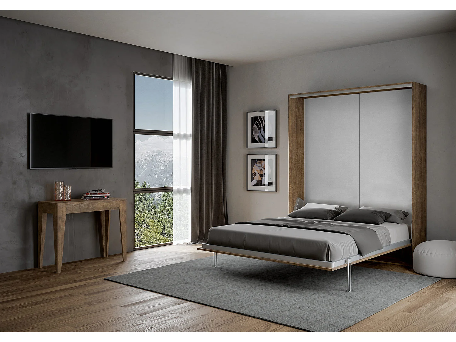 Lit queen size escamotable vertical 160 Kentaro Noyer