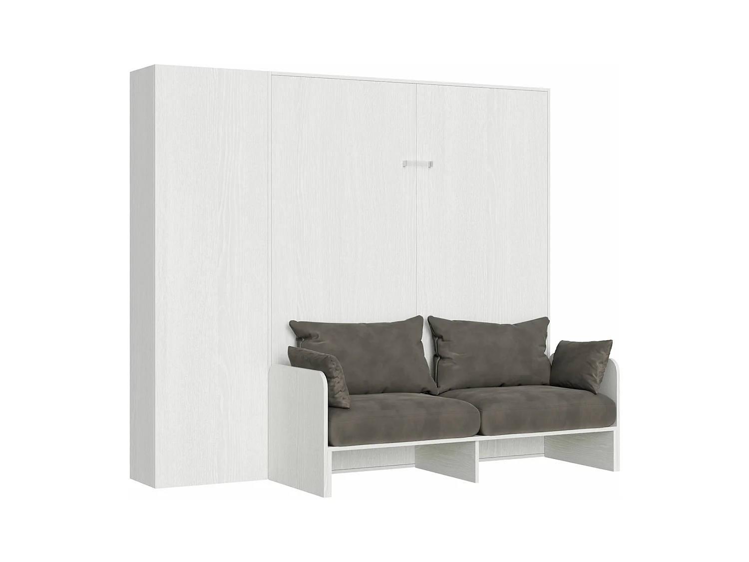 Armoire lit escamotable vertical 160 Kentaro Sofa avec colonne Frêne Blanc - ALESSIA 20