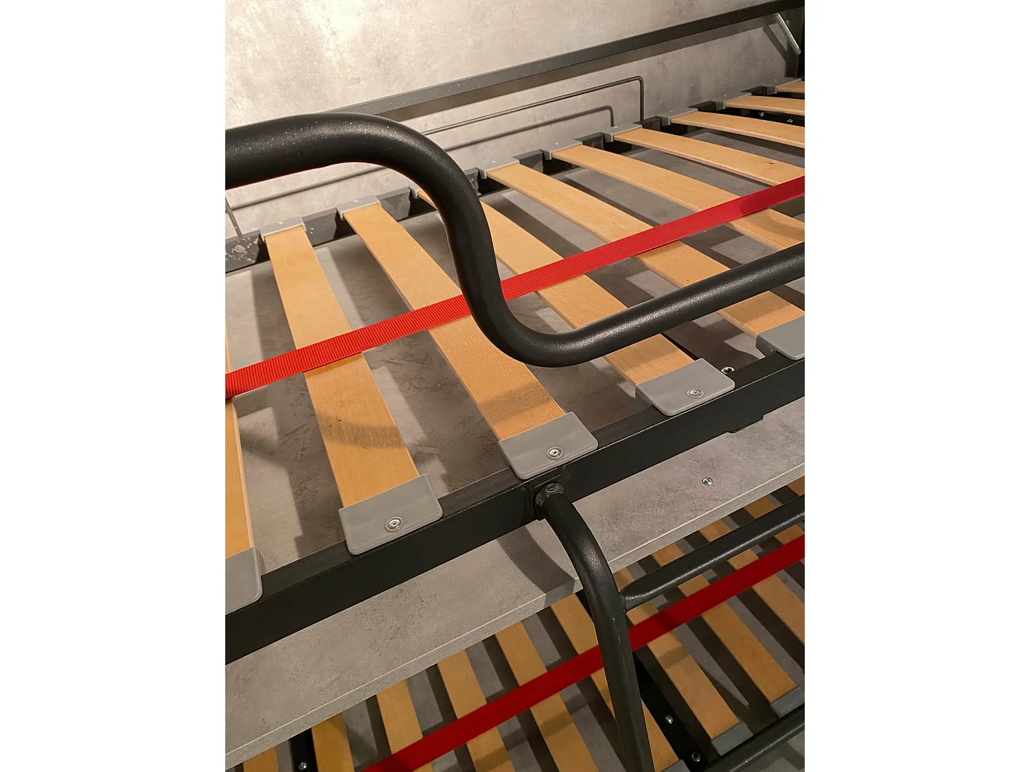 Lit escamotable horizontal 1 couchage 85 Kando avec matelas Gris Béton