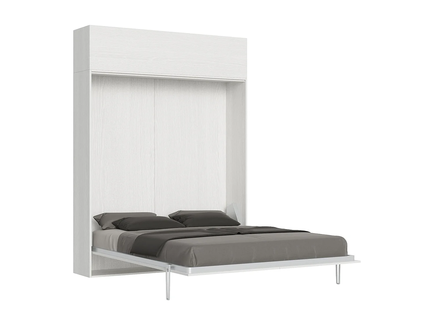 Schrankbett Kentaro 160 vertikal mit Vasistas-Wandschrank Esche weiß