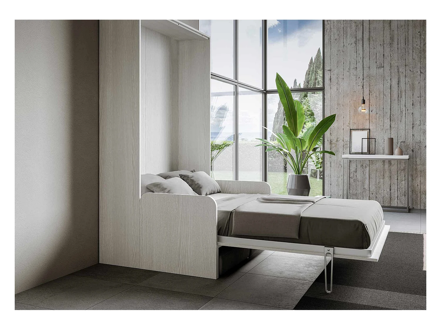 Verticaal Kentaro Sofà 120 opklapbed eiken wit - ALESSIA 20