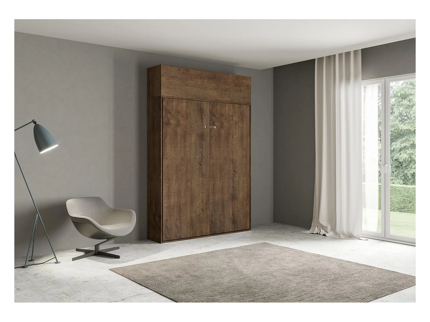 Schrankbett Kentaro 160 vertikal mit Vasistas-Wandschrank Nussbaum