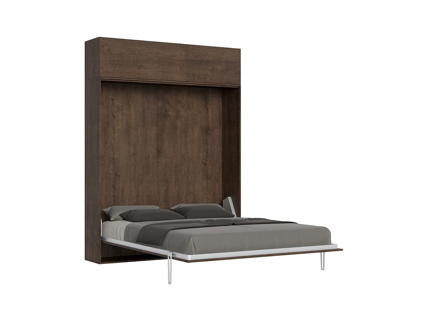 Schrankbett Kentaro 160 vertikal mit Vasistas-Wandschrank Nussbaum