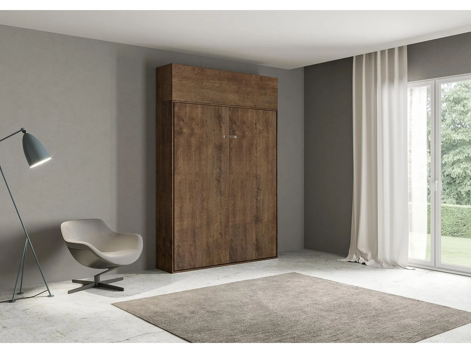 Schrankbett Kentaro 160 vertikal mit Vasistas-Wandschrank Nussbaum