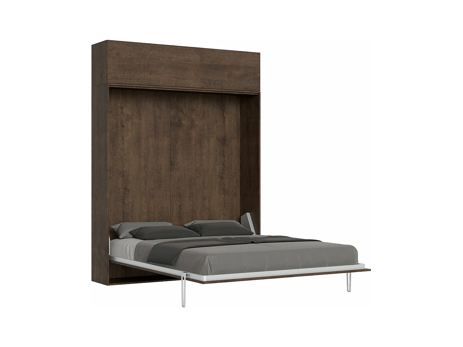 Armoire lit escamotable vertical 160 Kentaro avec èlèment haut Noyer