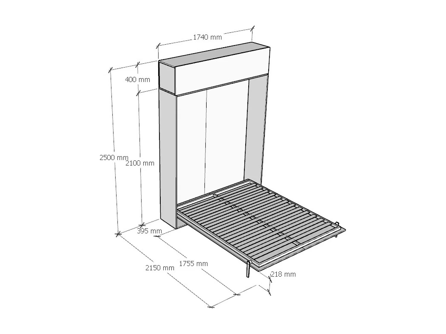 Verticaal Kentaro 160 opklapbed met vasistas-wandmeubel walnoot