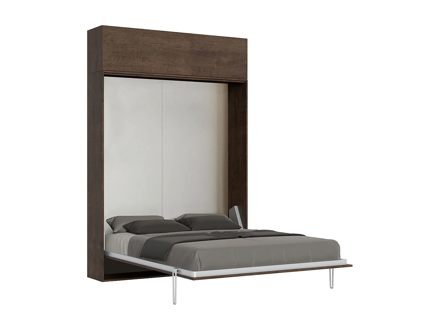 Schrankbett Kentaro 160 vertikal mit Vasistas-Wandschrank Nussbaum