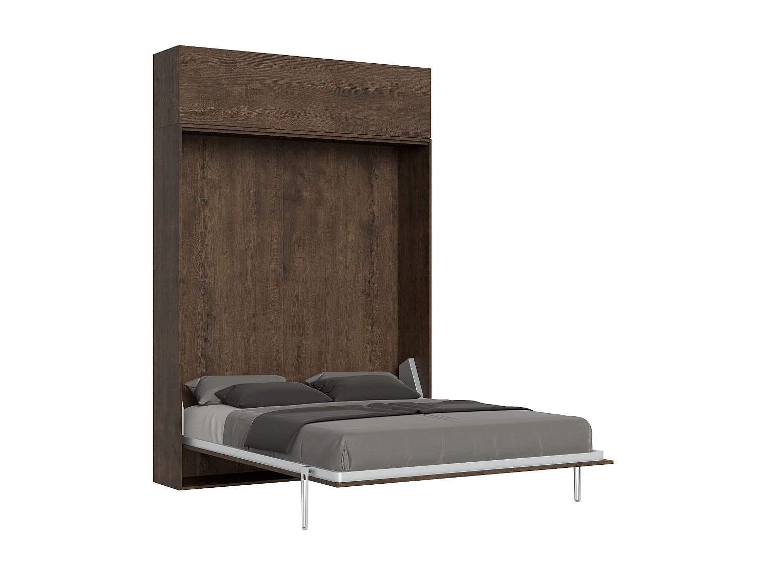 Schrankbett Kentaro 160 vertikal mit Vasistas-Wandschrank Nussbaum