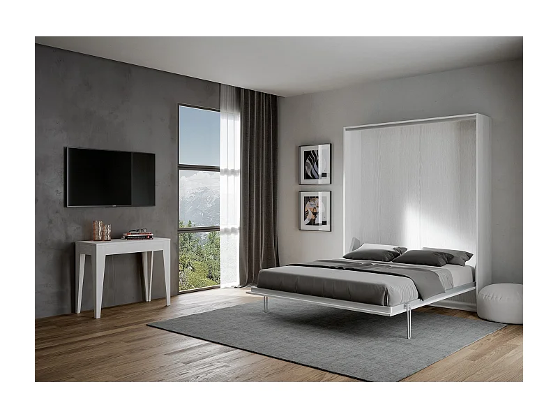 Schrankbett Kentaro 160 vertikal Esche weiß